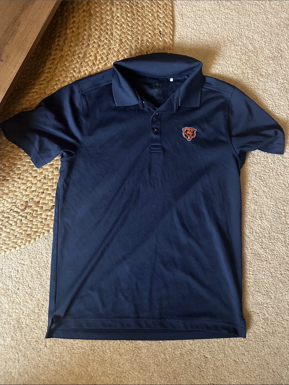 Navy Men’s Short-Sleeve Polo Shirt with Embroidered Chicago Bears Logo